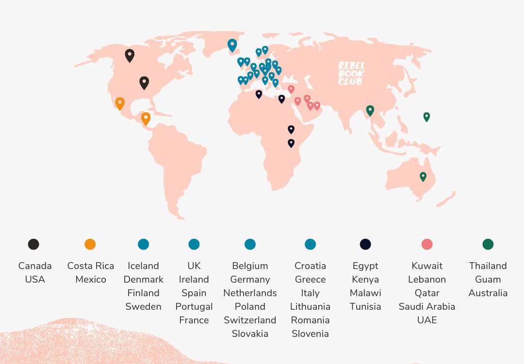Map of Rebel Book Club members around the world